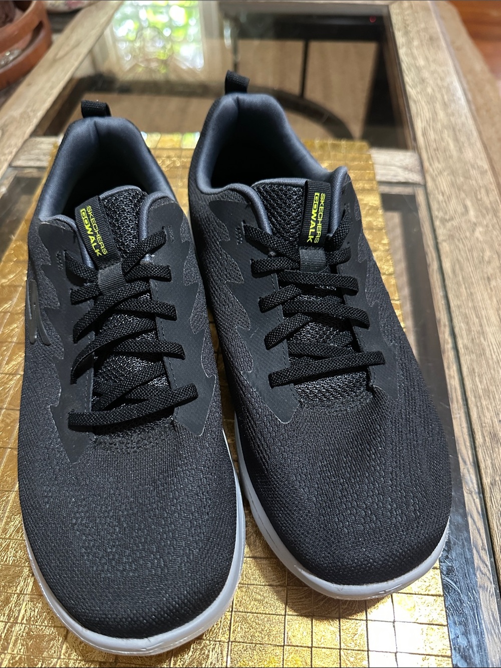 Skechers Black Athletic Lace-Up Walking Shoes with White Soles